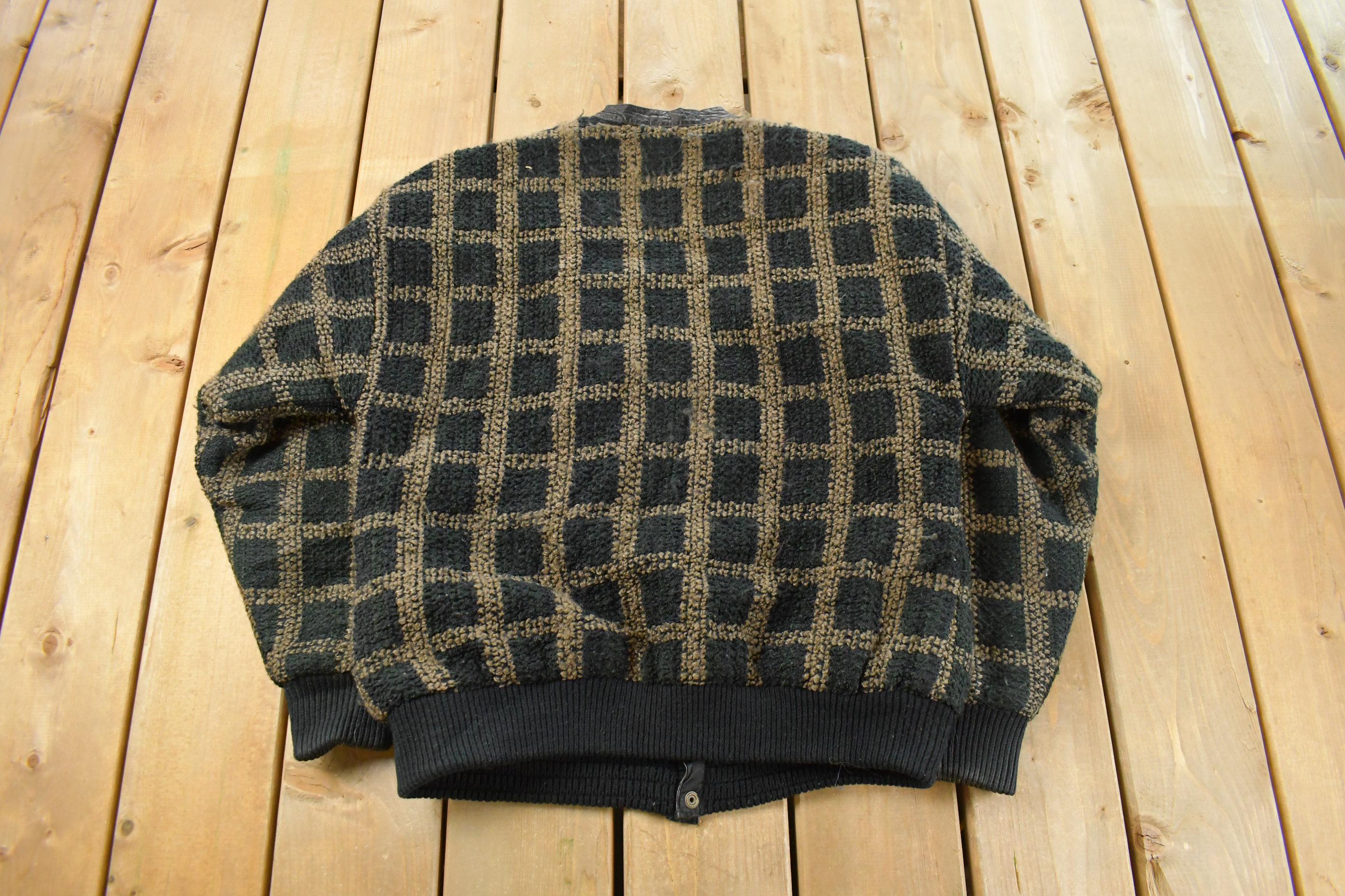 Vintage 1980s Trutus Biancaria Insulated Knit Cardigan Sweater Jacket Men's Small