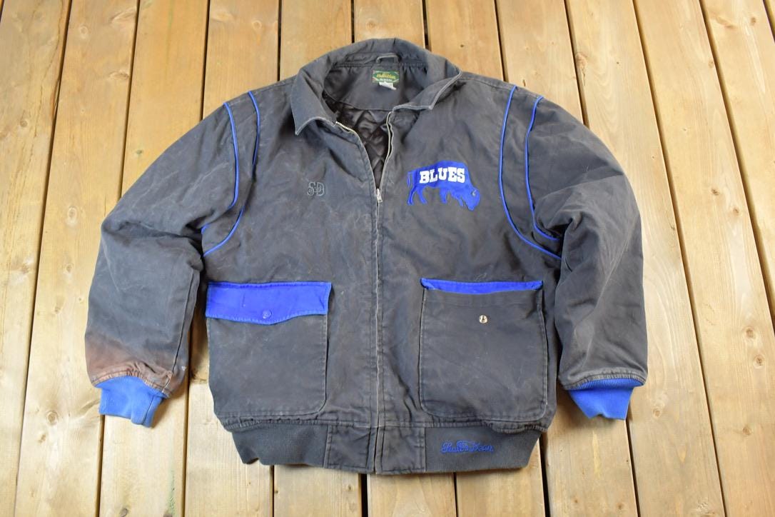 Vintage 1990s Buffalo Blues University Denim NCAA Jacket / Stall And Bean University Jacket