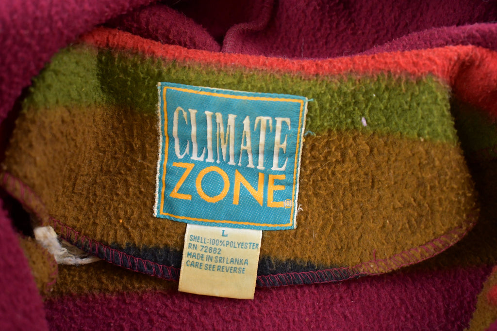 Vintage 1990s Climate Zone Striped Full Zip Fleece Sweater