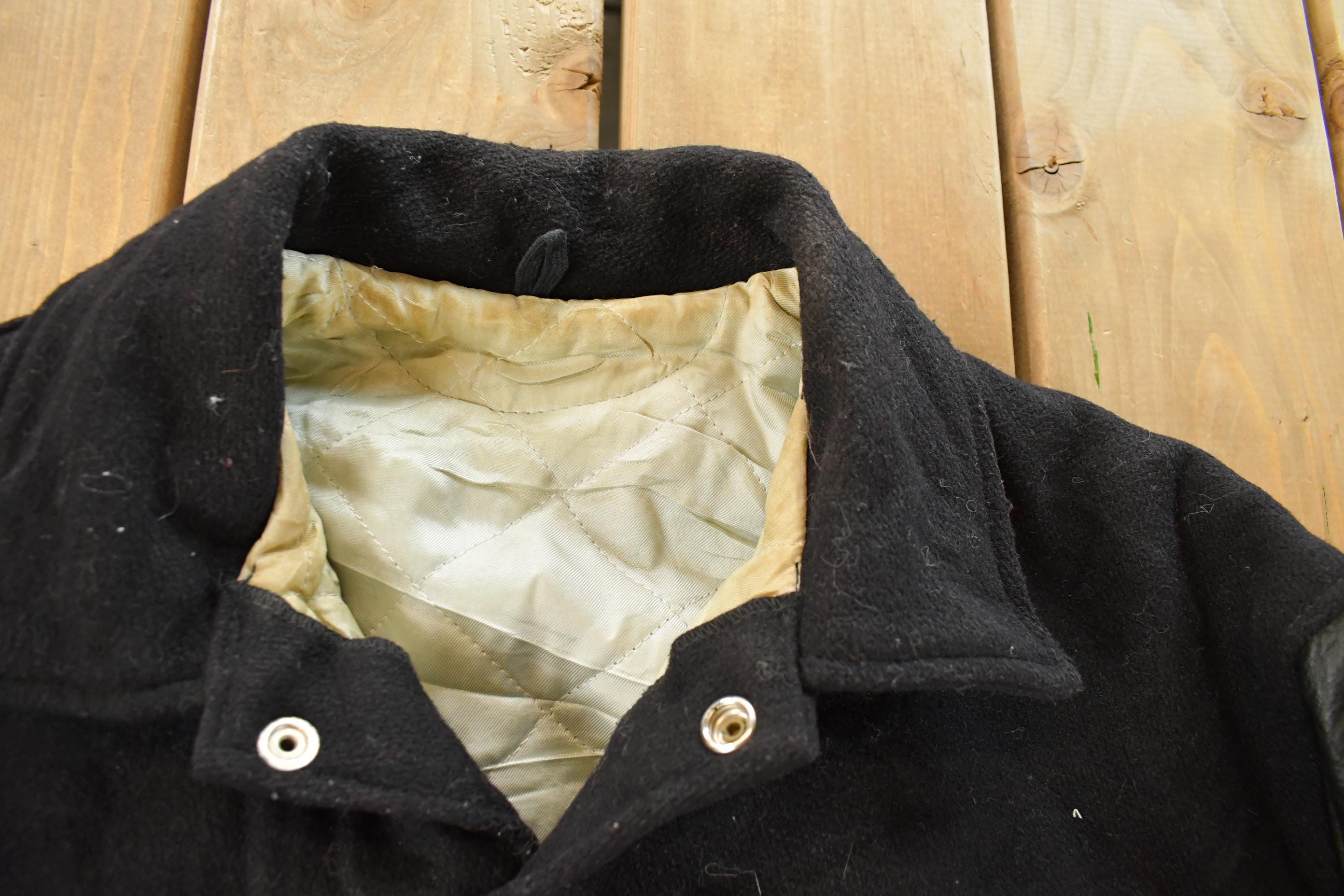 Vintage 1970s Collegiate Wool Leather Varsity Jacket Men's Medium