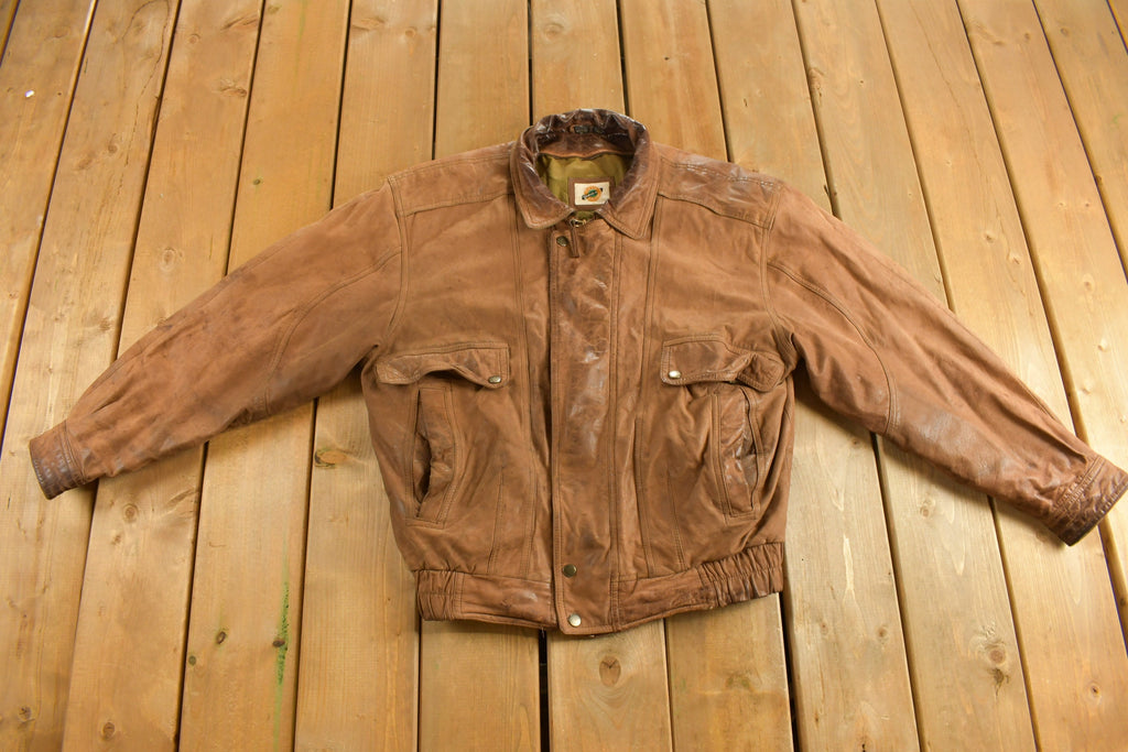 Vintage 1980s Field Gear Brown Leather Jacket