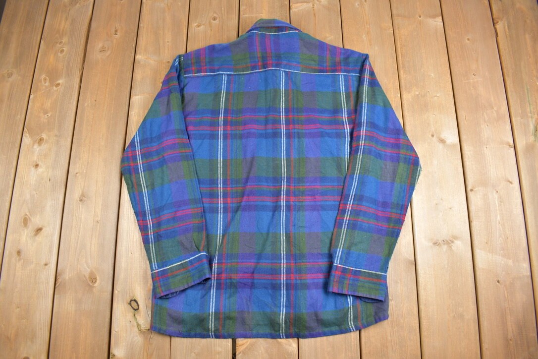 Vintage 1980s Back Packer Plaid Button Up Shirt / 80s Shirt / Vintage Flannel / Outdoorsman / 100% Acrylic