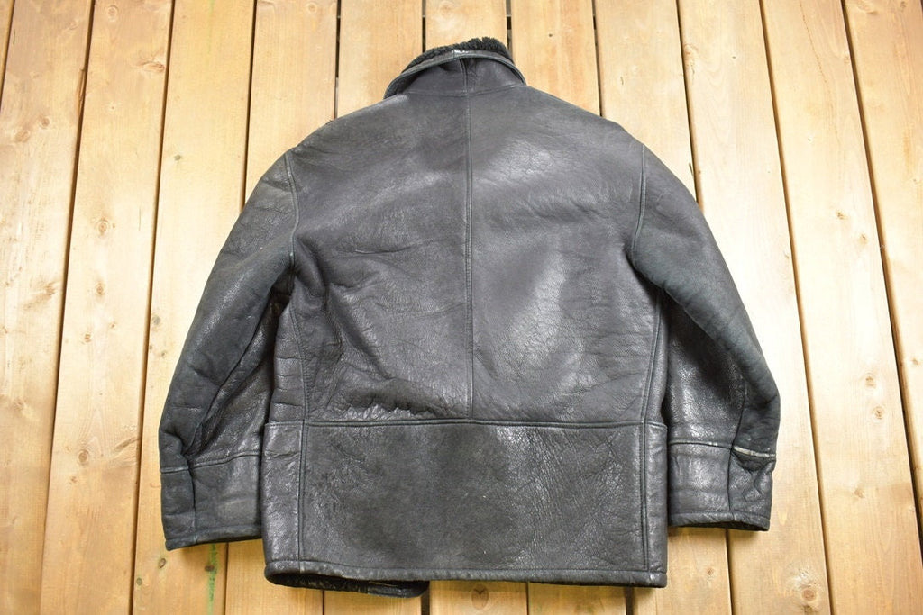 Vintage 1980s Leather Sherpa Lined Coat