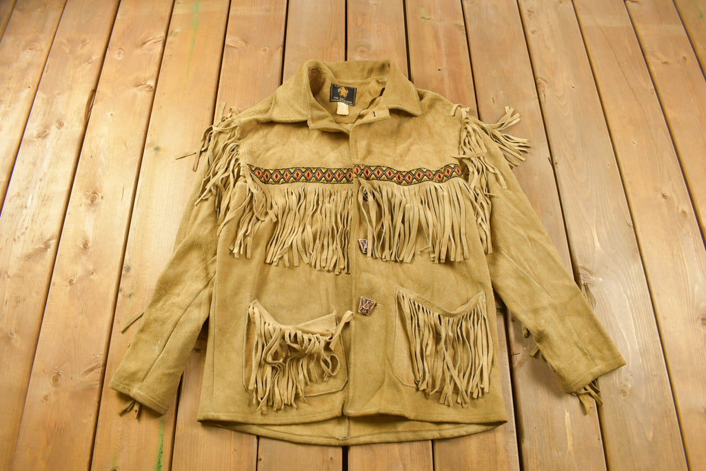 Vintage 1960s Golden Bear Fringe Leather Jacket