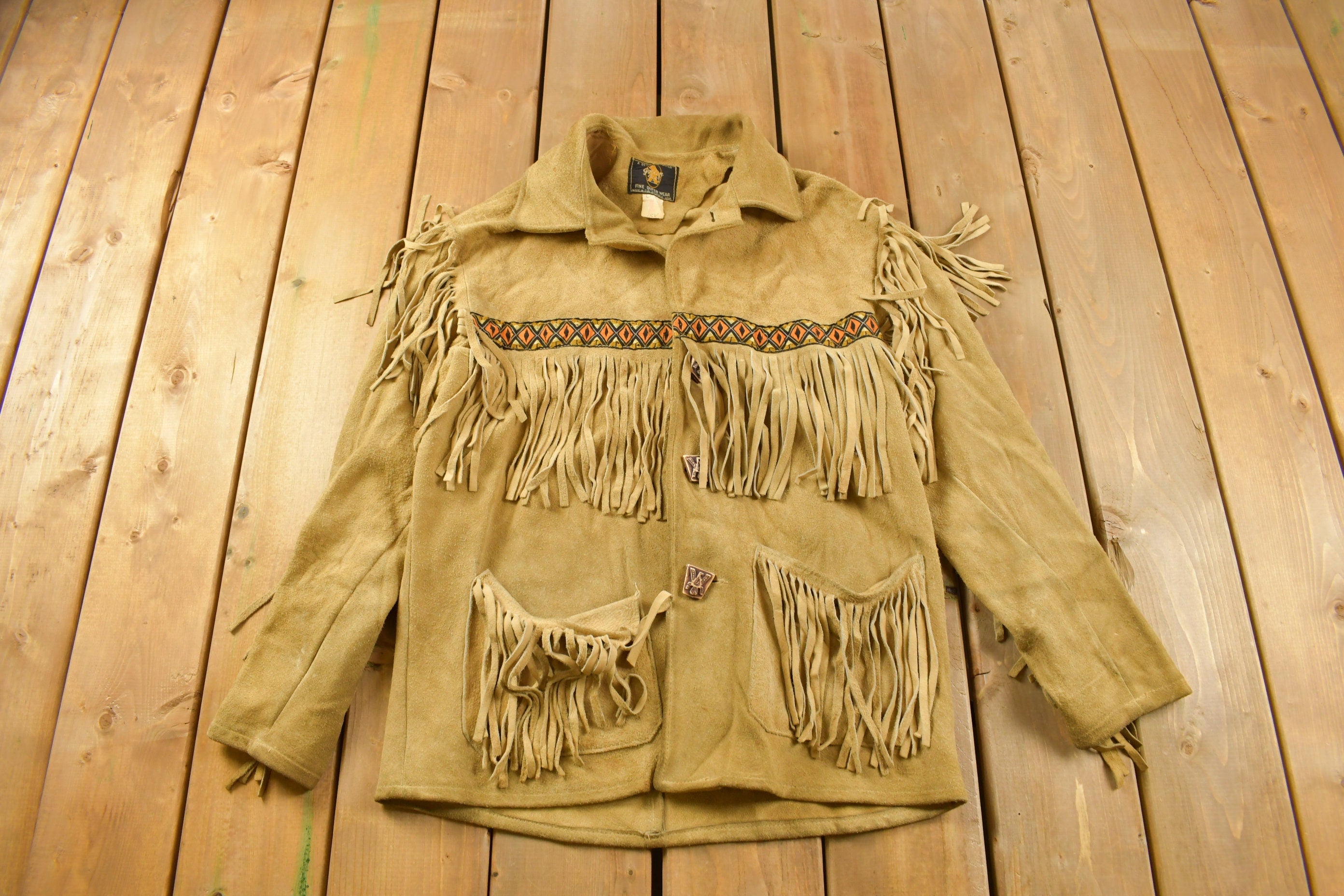Vintage 1960s Golden Bear Fringe Leather Jacket