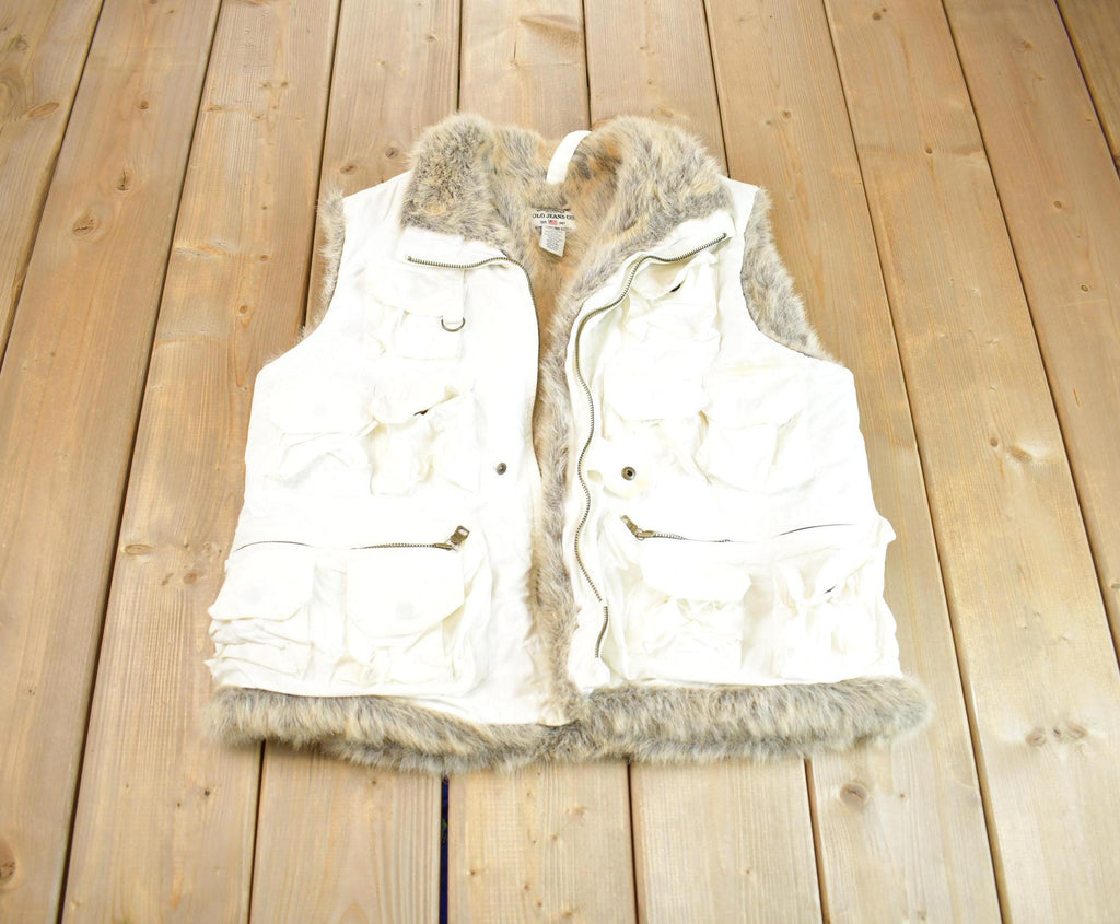 Vintage 1990s Polo Jeans Fur Lined Embroidered Sweater Vest