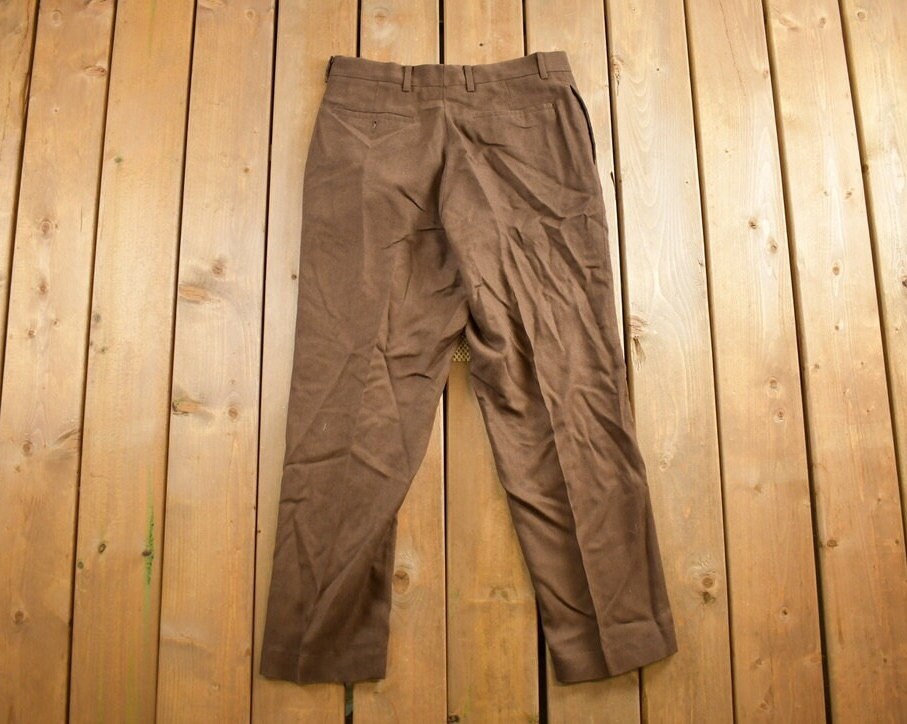 Vintage 1990s Brown Wool Trousers Size 32x28