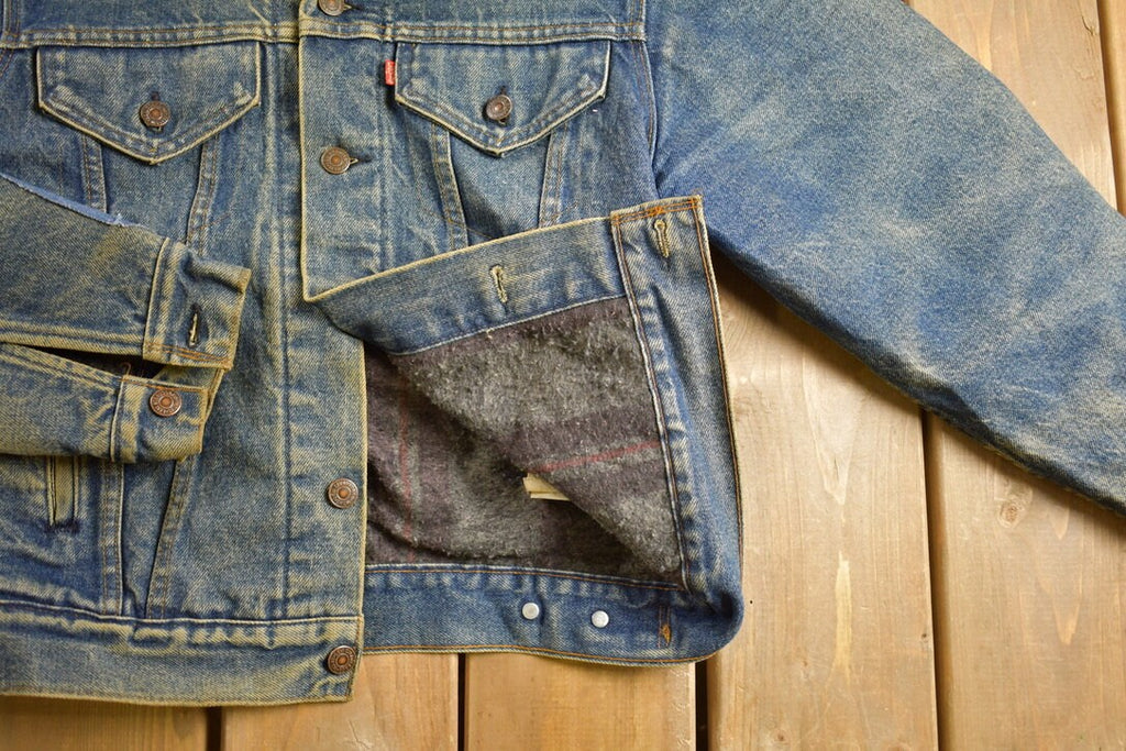 Vintage 1990s Levi's Distressed Denim Blanket Lined Jean Jacket