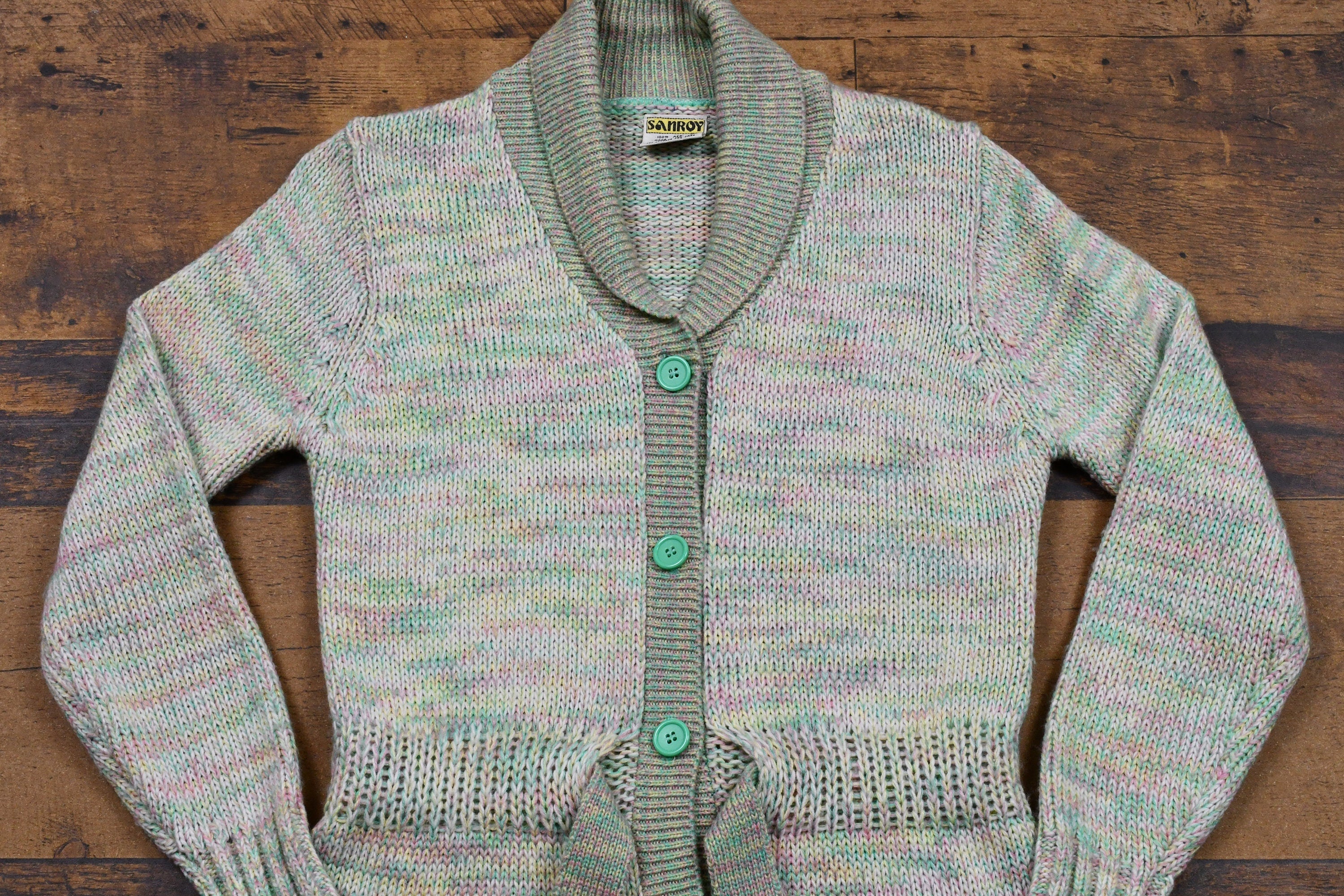 Vintage 1980s Sanroy Button Up Knit Sweater /