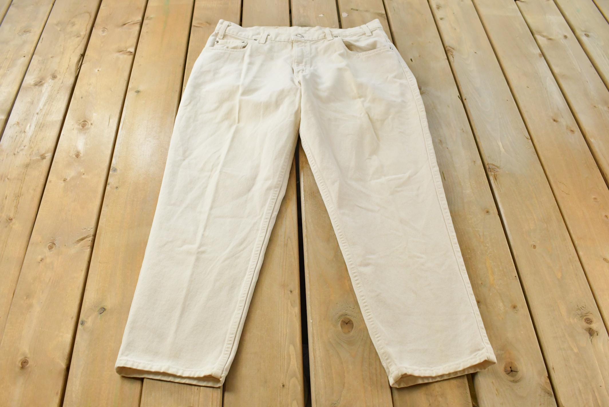 Vintage 1990s Levi's Gold Tab 545 Loose Fit Denim Jeans Men's 37 x 30 / 90s Denim / White Denim / Streetwear / Made in USA