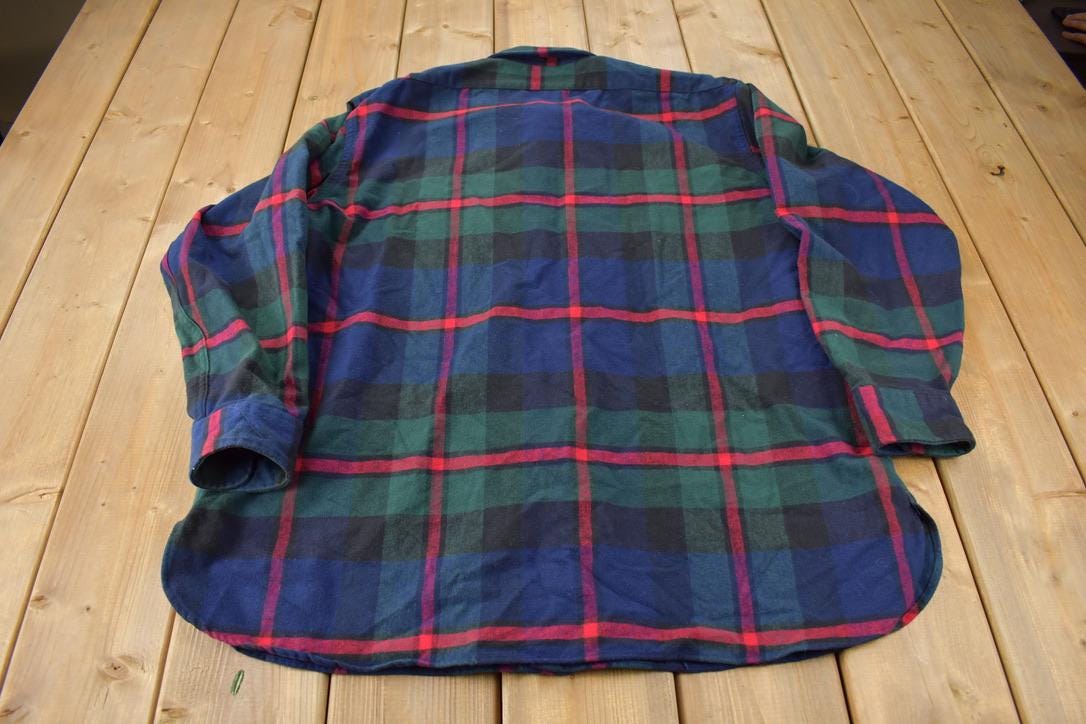 Vintage 1990s LL Bean Plaid Chamois Cloth Shirt