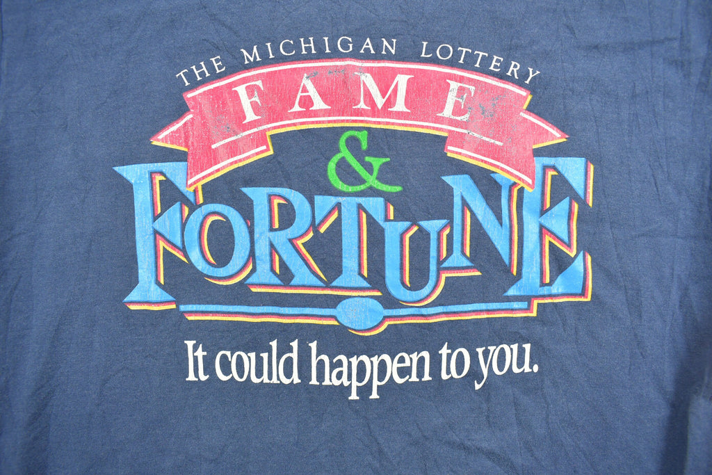 Vintage 1990s Michigan Fame & Fortune Lottery Graphic T Shirt