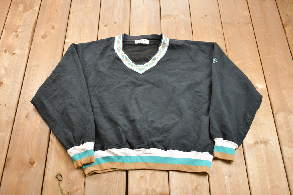 Vintage 1990s Blank V-Neck Crewneck Sweatshirt