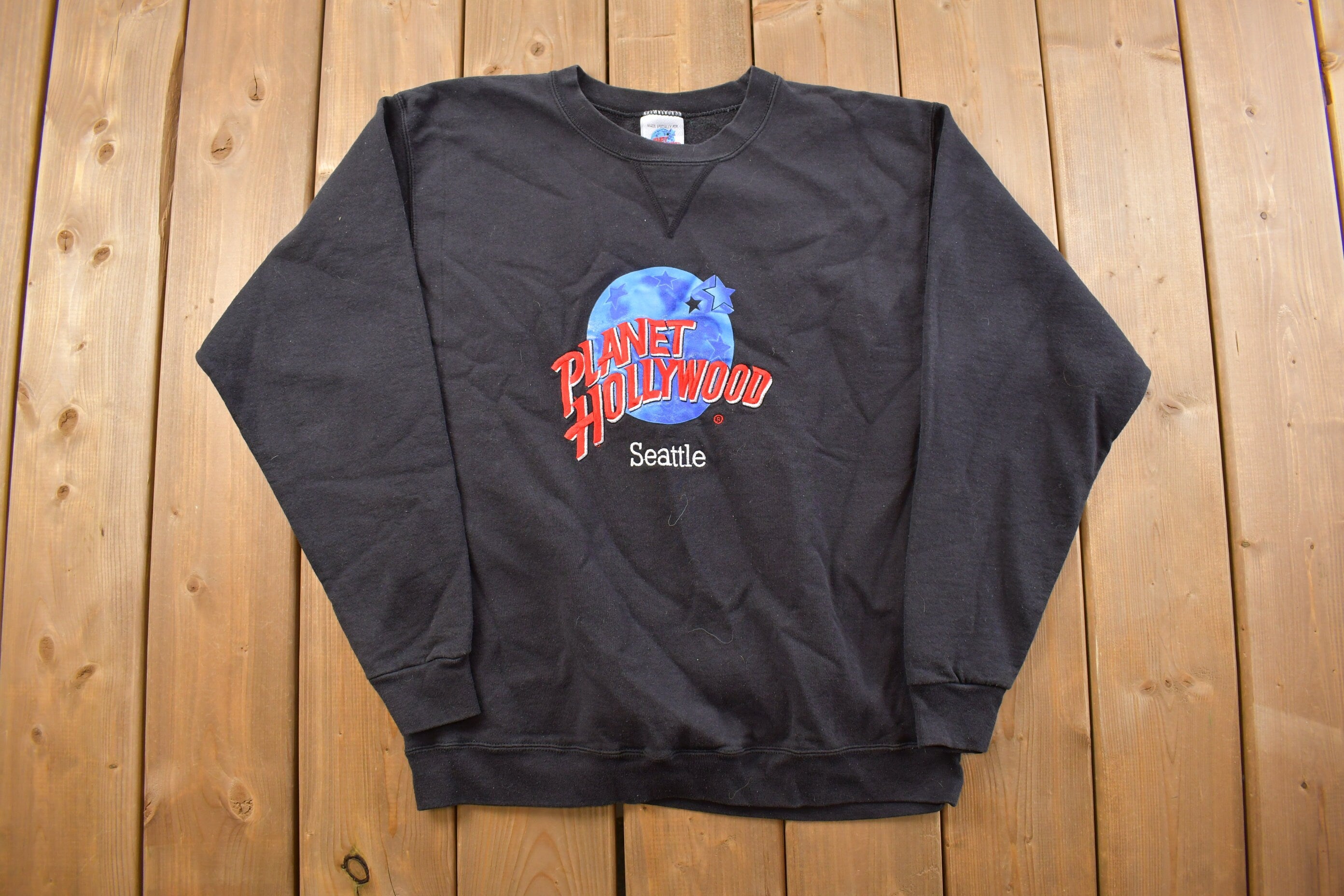 Vintage 1990s Planet Hollywood Seattle Embroidered Crewneck Sweatshirt