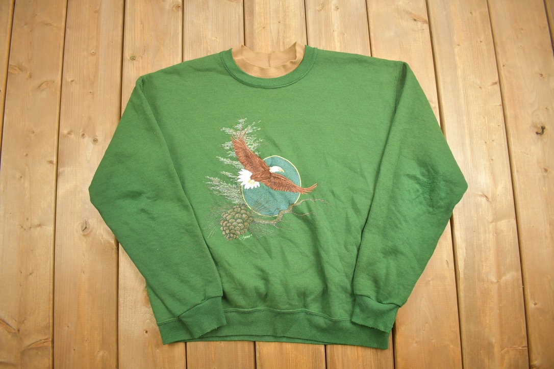 Vintage 1990s Flying Bald Eagle Crewneck Sweatshirt
