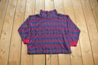 Vintage 1980s Ashly Brent Abstract Pattern Fleece Quarter Zip