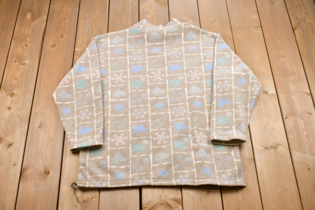 Vintage 1990s Festive Winter Fleece Mock Neck Sweater