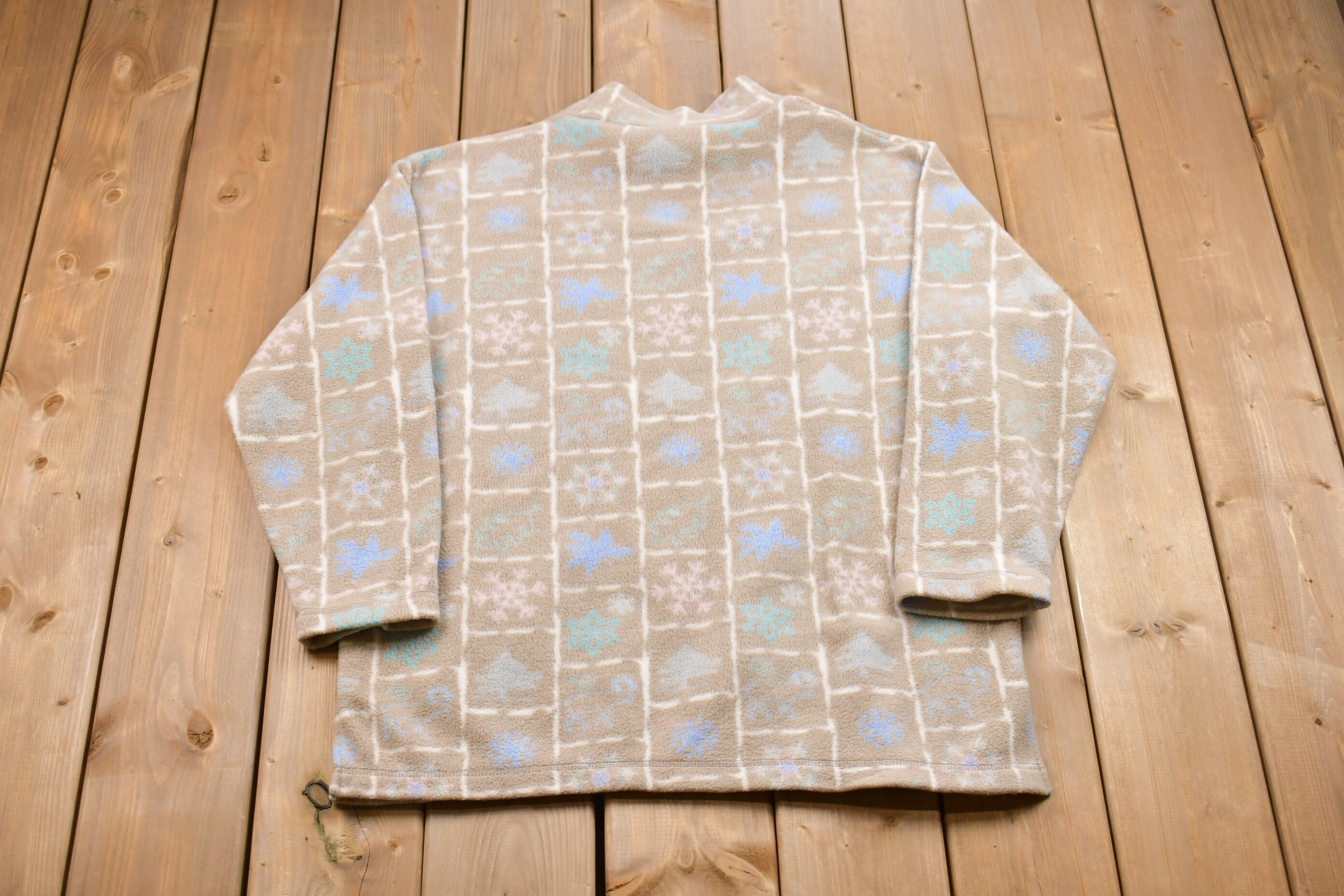 Vintage 1990s Festive Winter Fleece Mock Neck Sweater