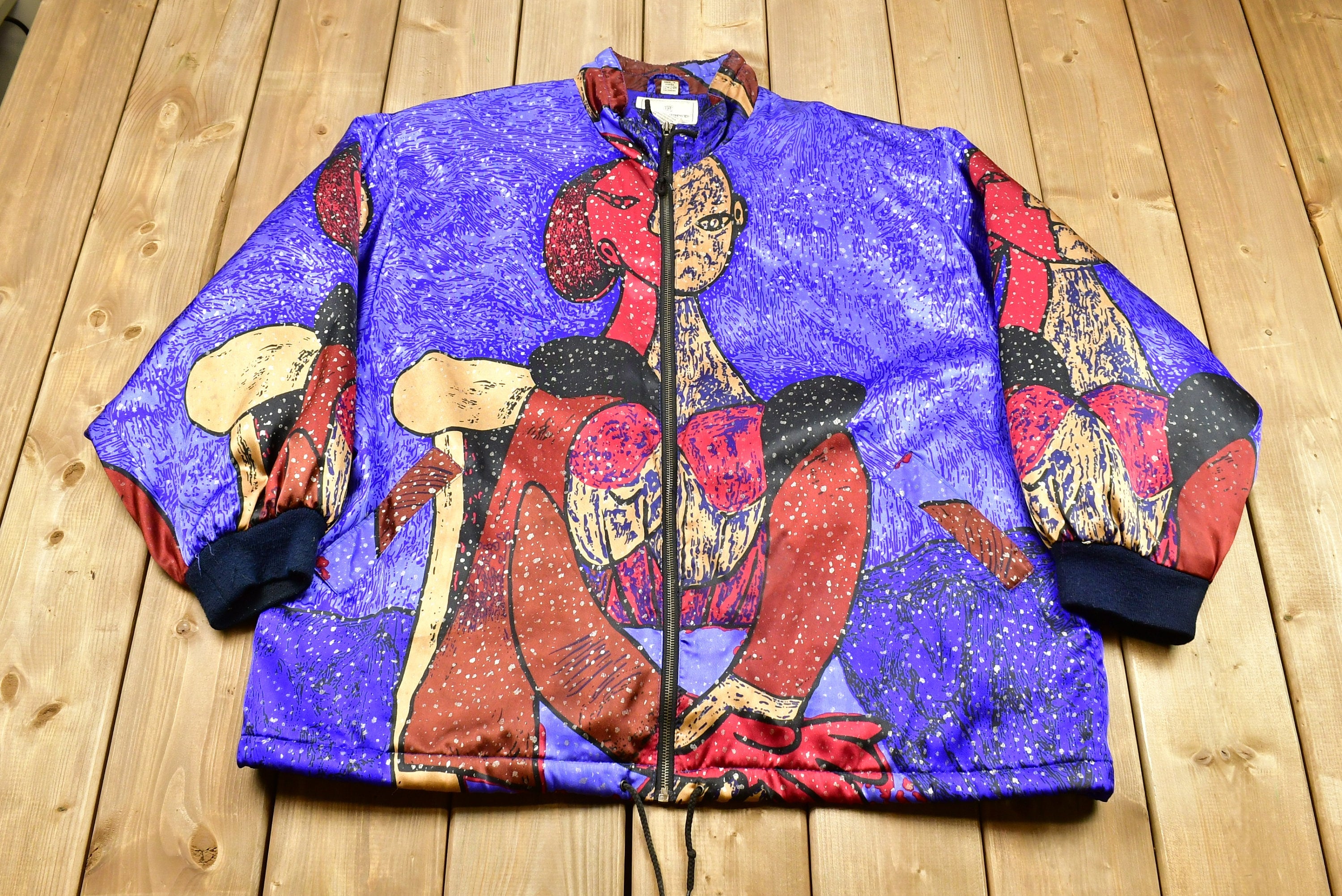 Vintage 1990s Maggie Lawrence All Over Print Full Zip Windbreaker