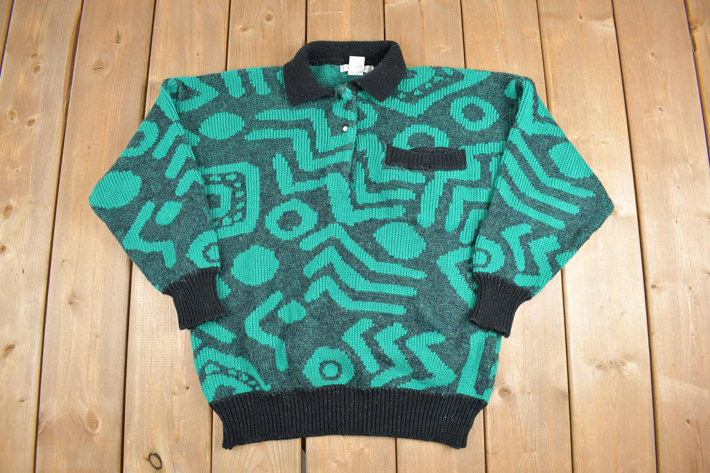 Vintage 1980s Susann D Knit Polo Sweater