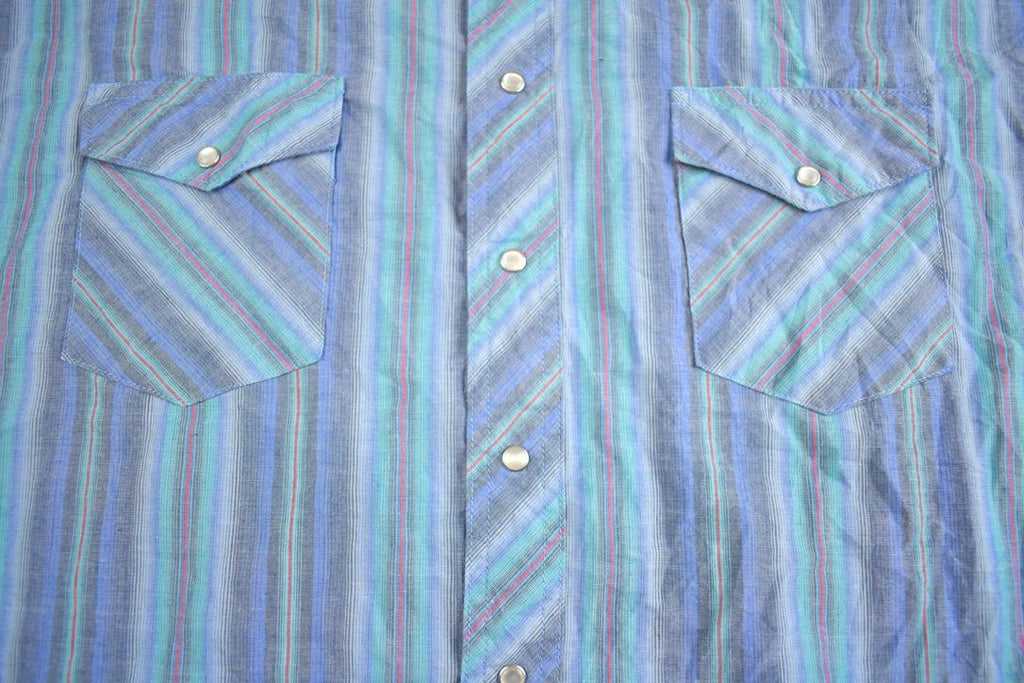 Vintage 1990s Wrangler Western Shirts Blank Shirt Sleeve Pearl Button Up Shirt