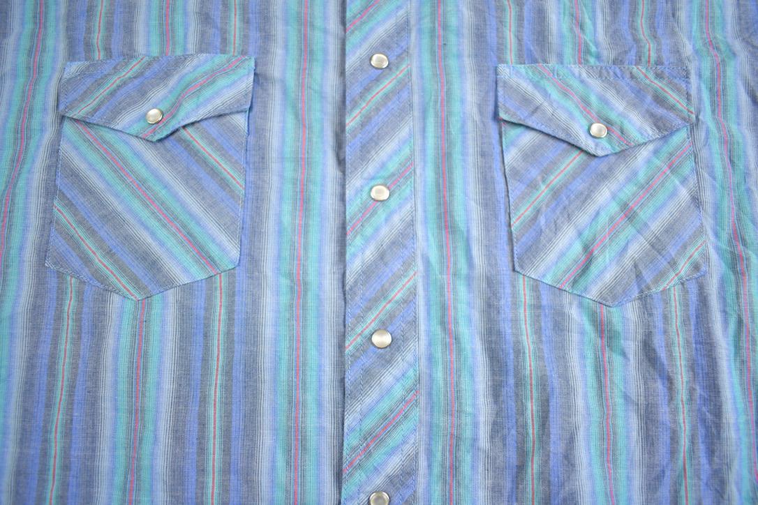 Vintage 1990s Wrangler Western Shirts Blank Shirt Sleeve Pearl Button Up Shirt