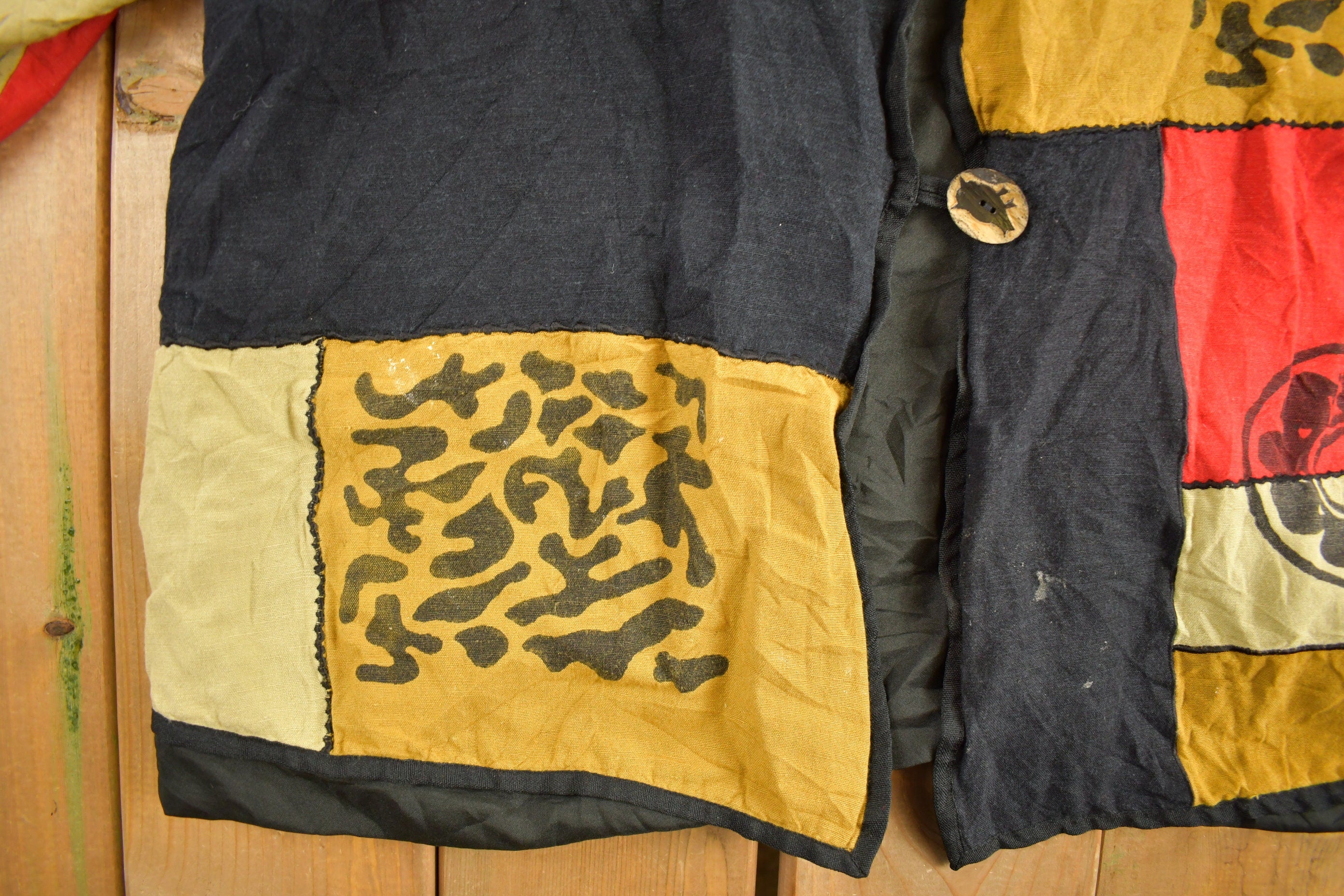 Vintage 1990s Allure Abstract Patchwork Button Cardigan Sweater