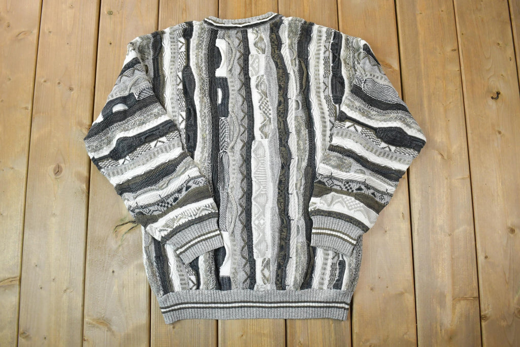 Vintage 1990s Lineage Knit Crewneck Sweater / 90s Crewneck / Made In USA / Preppy