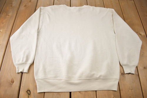 Vintage 1990s University of Wisconsin Superior Russell Athletics Crewneck Sweatshirt / 90s Crewneck / Made In USA / Streetwear / Beige