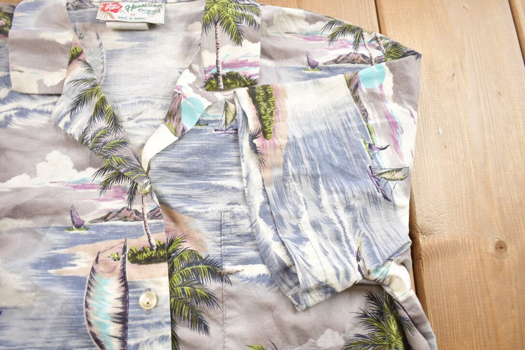 Vintage 1990s Tropical Beach Hawaiian Button Up Shirt  Made in Hawaii  All Over Pattern  Pattern  Casual Shirt  Essentials