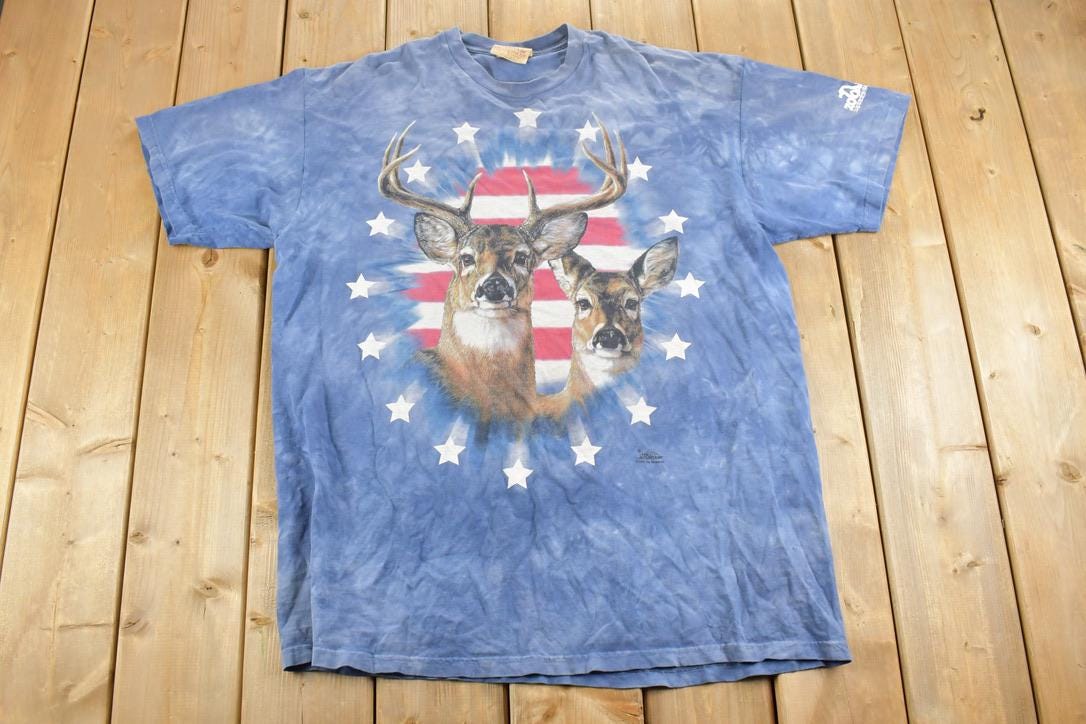 Vintage 1990s Zoomerica The Mountain Deer Theme Graphic T-Shirt