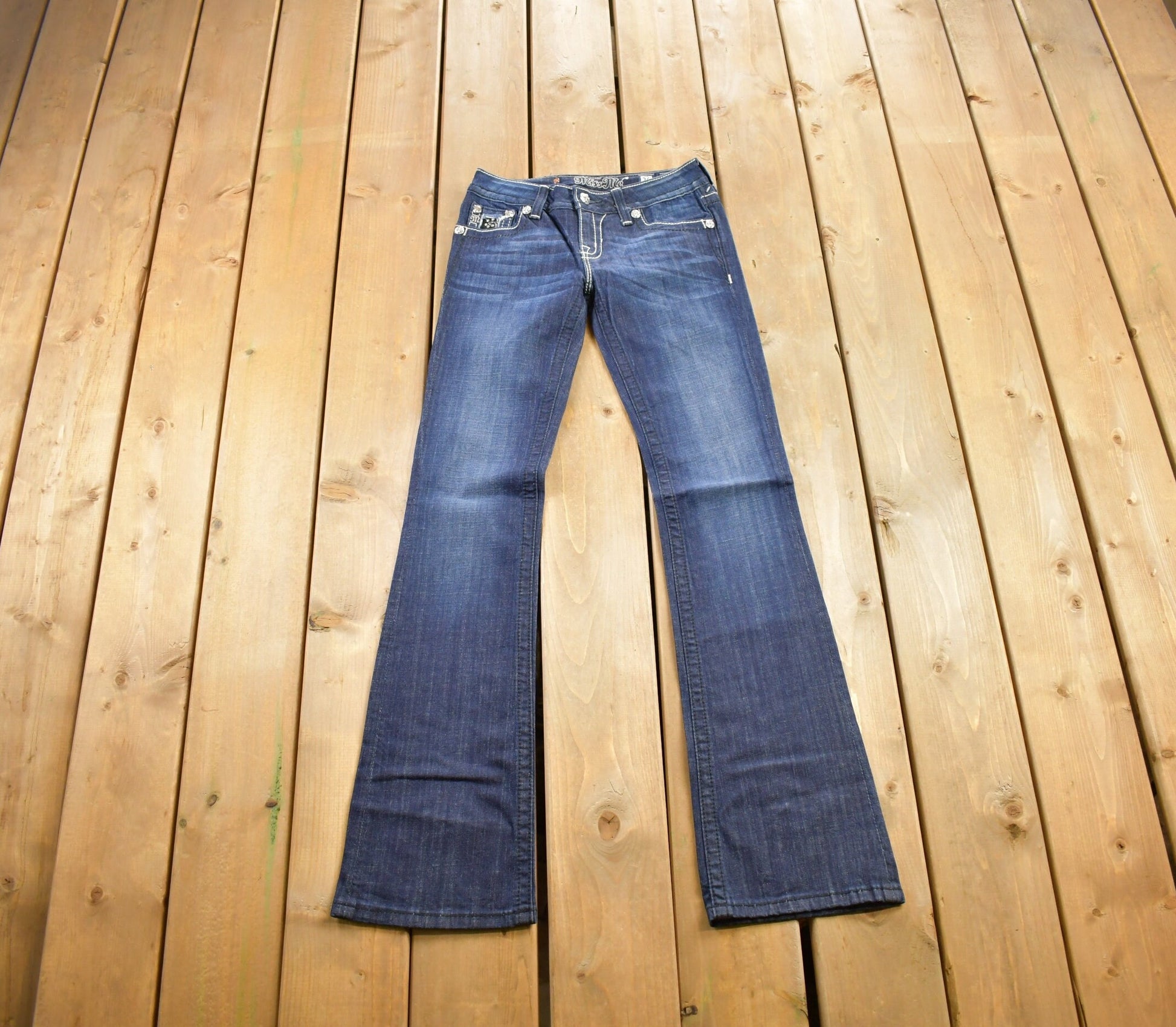 Vintage Y2K Miss Me Bedazzled Low Rise Jeans Size 26x33