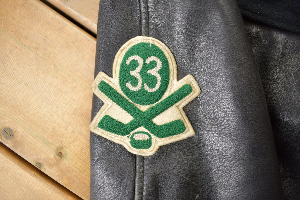 Vintage 1990s Stars Hockey Leather Letterman Varsity Jacket