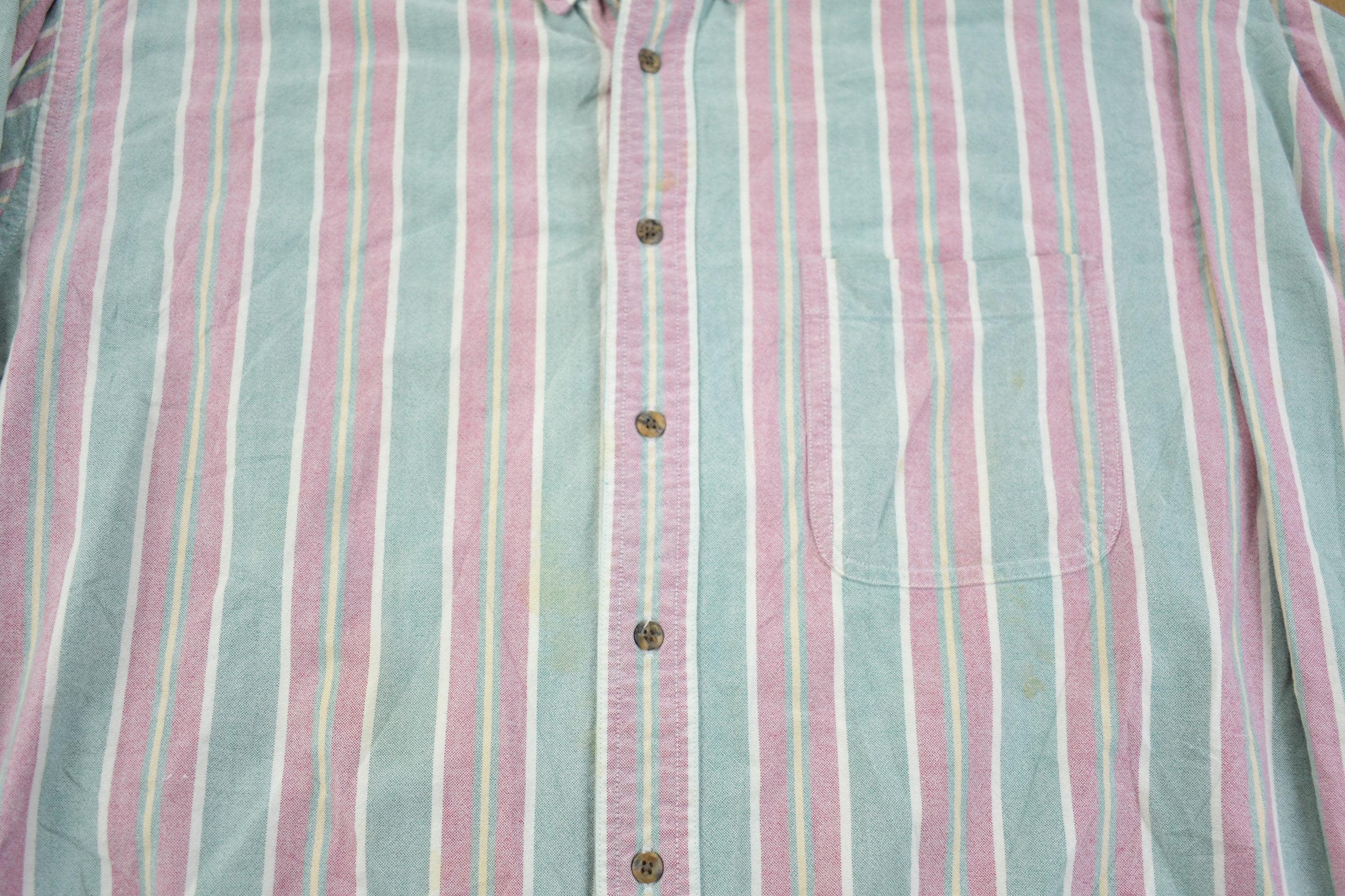 Vintage 1980s St John's Bay Pastel Striped Button Up Shirt