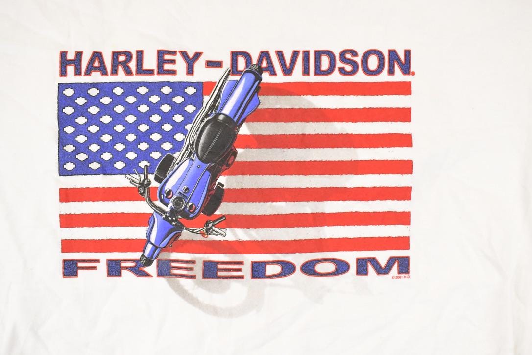 Vintage 2001 Harley Davidson Motorcycles Freedom Biker T-Shirt Men's M