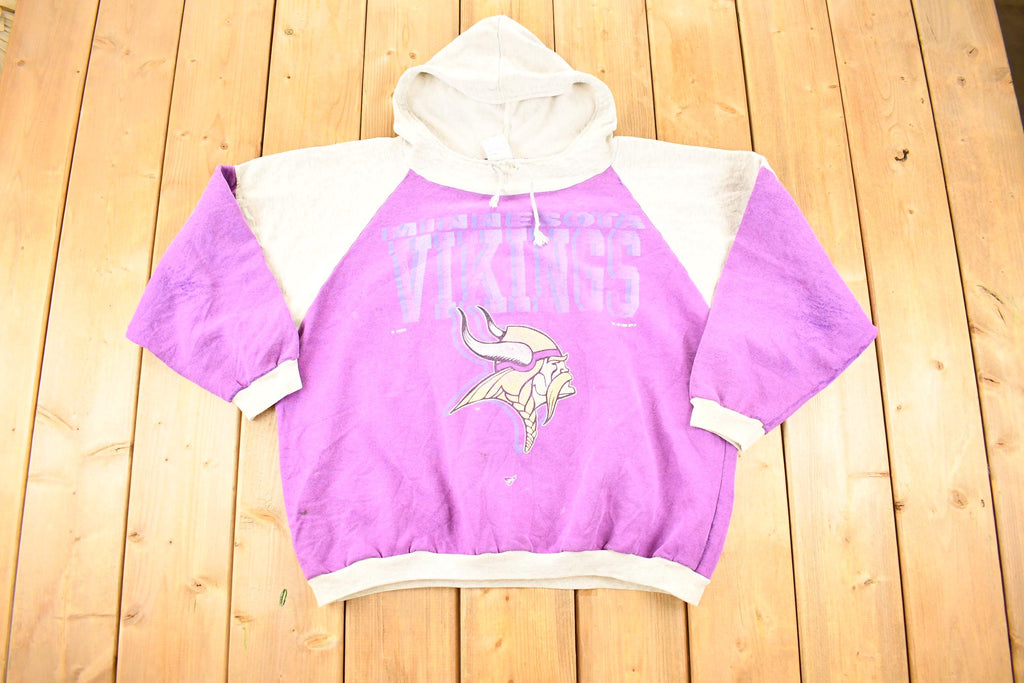Vintage 1992 Minnesota Vikings NFL Hoodie Sweatshirt Men's L