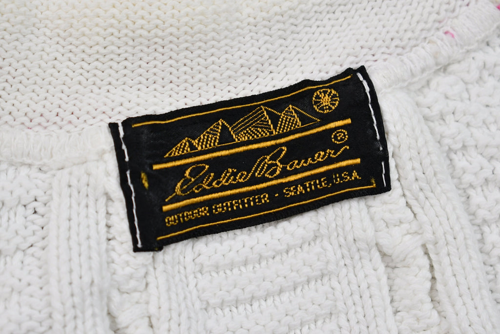 Vintage 1990s Eddie Bauer V-Neck Cable Knit Sweater