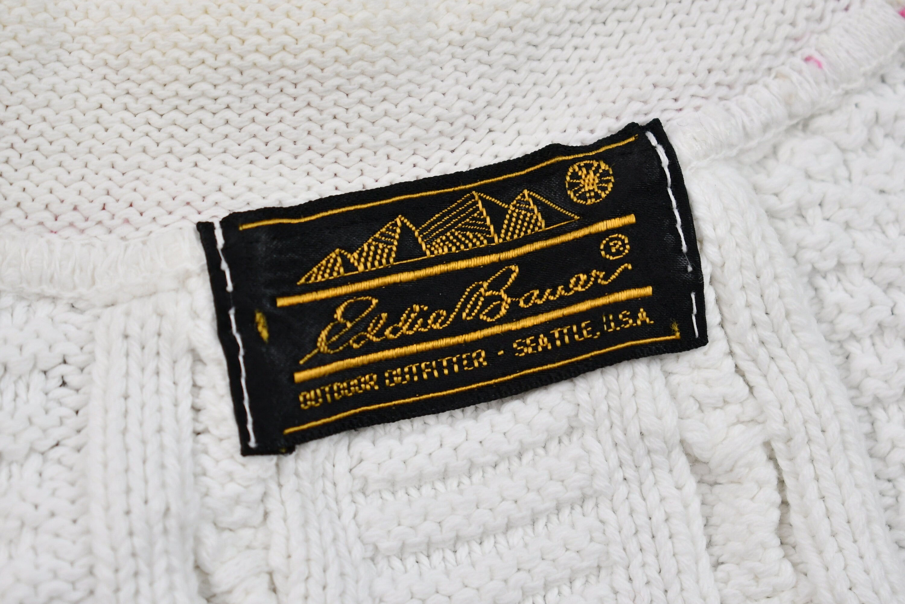 Vintage 1990s Eddie Bauer V-Neck Cable Knit Sweater