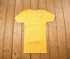 Vintage 1970s Deadstock Atlantic Sanfor Knit Thermal Yellow T Shirt