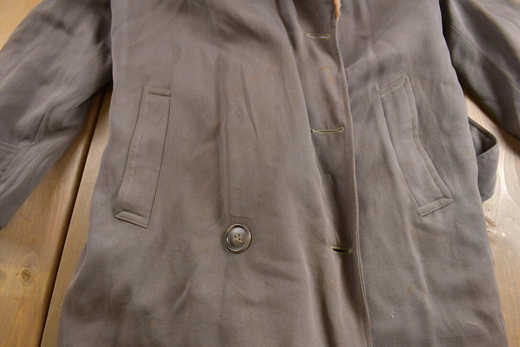 Vintage 1980s Fur Lined Grey Fur Collared Overcoat