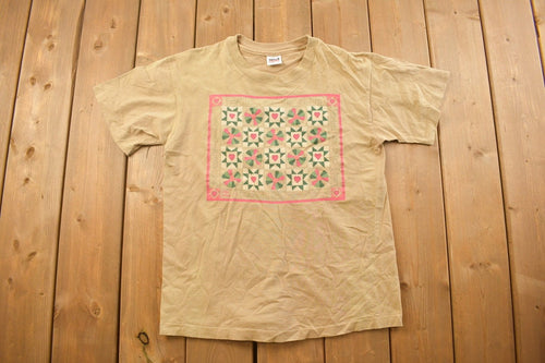 Vintage 1990s Cute Family Quilt Themed Graphic T Shirt / Vintage T Shirt / Streetwear / Graphic Tee / Single Stitch / Made In USA