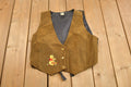 Vintage 1990s Disney Winnie The Pooh Suede Leather Vest  Formal Wear  Leather  Suede Vest  Formal Fashion  Silk Vest  Embroidered