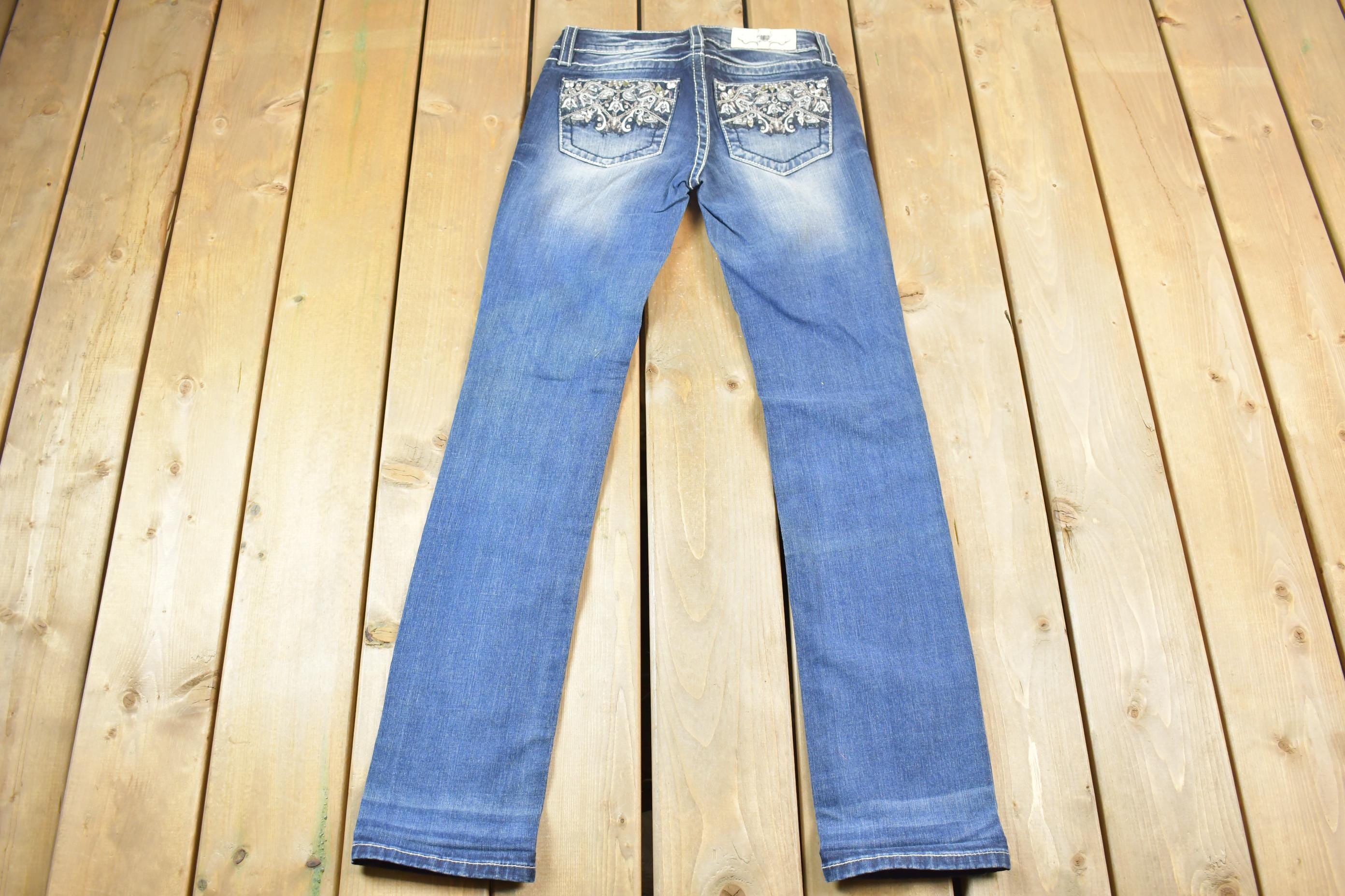 Vintage Y2K Miss Me Bedazzled Low Rise Jeans Size 26x33