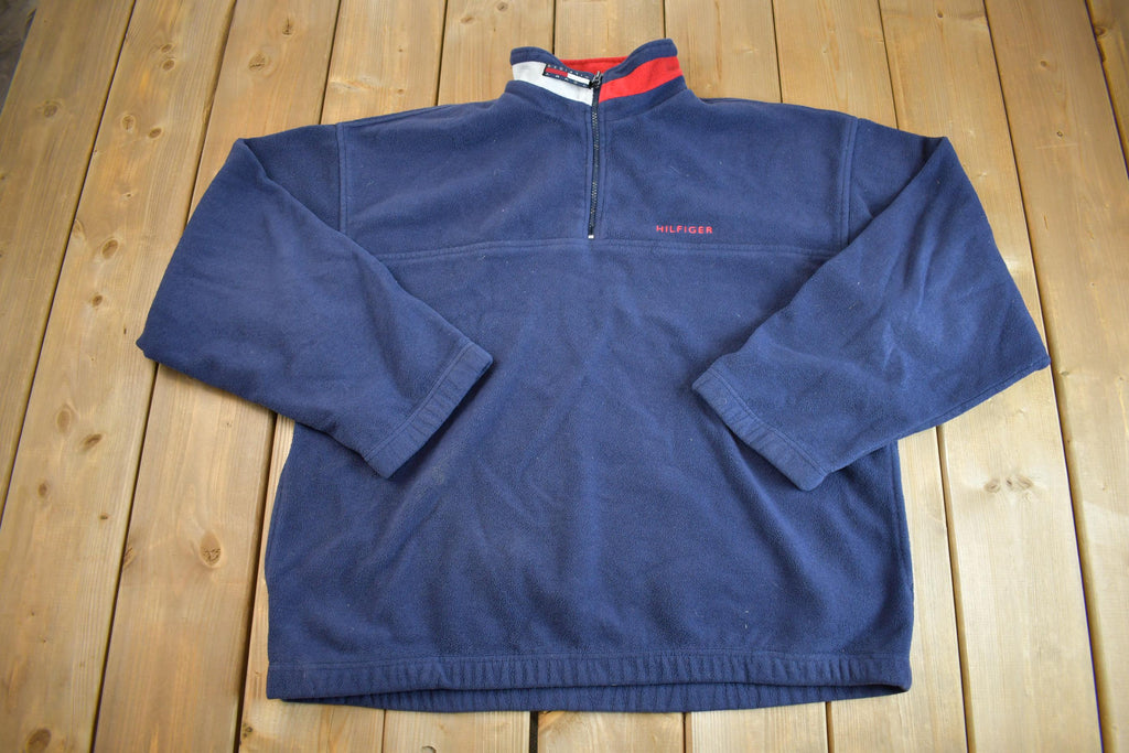Vintage 1990s Tommy Hilfiger Quater Zip Fleece Sweater - XL