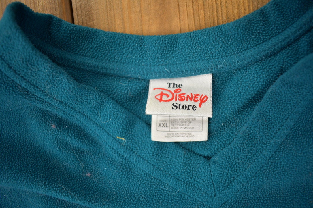 Vintage 1990s Disney Snow White Seven Dwarves Embroidered Fleece V-Neck Sweater