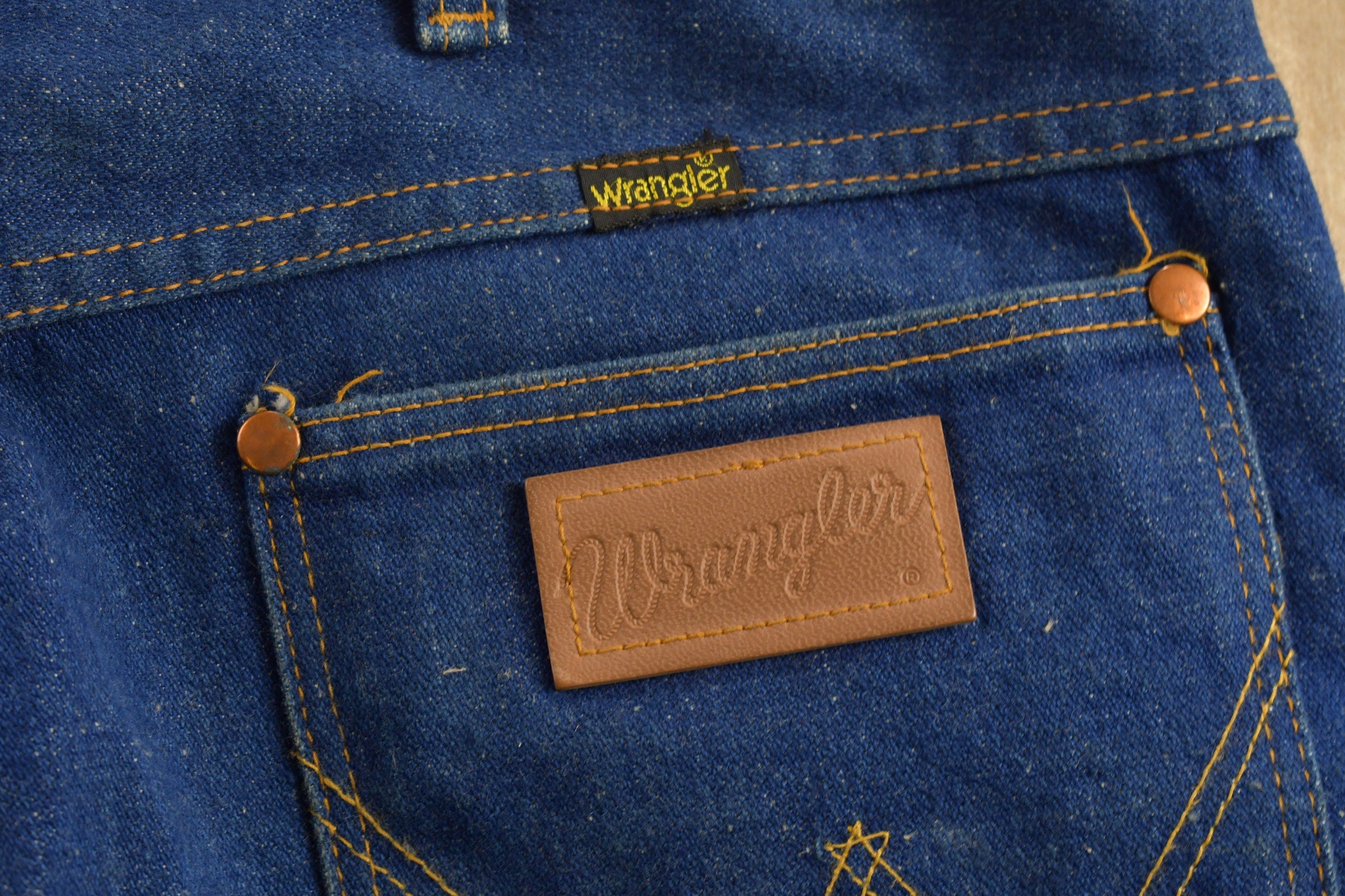 Vintage 1970s Wrangler Dark Wash Denim Jeans 36 x 27