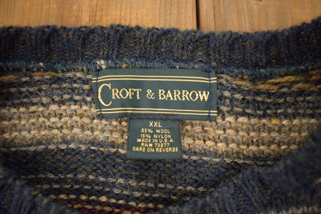 Vintage 1990s Croft & Barrow Colored Cable Knit Crewneck Sweater