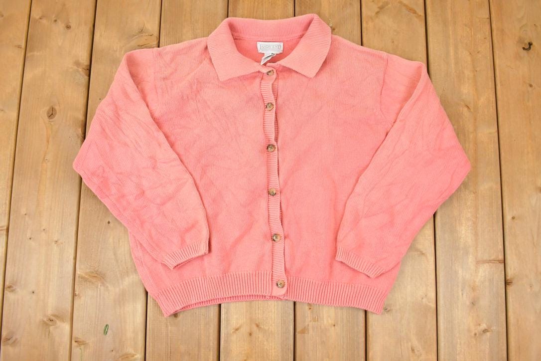 Vintage 1990s Lands End Knit Cardigan Sweater Womens L