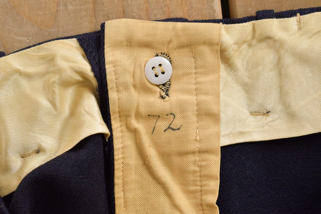 Vintage 1950 Wool Navy Blue Trousers