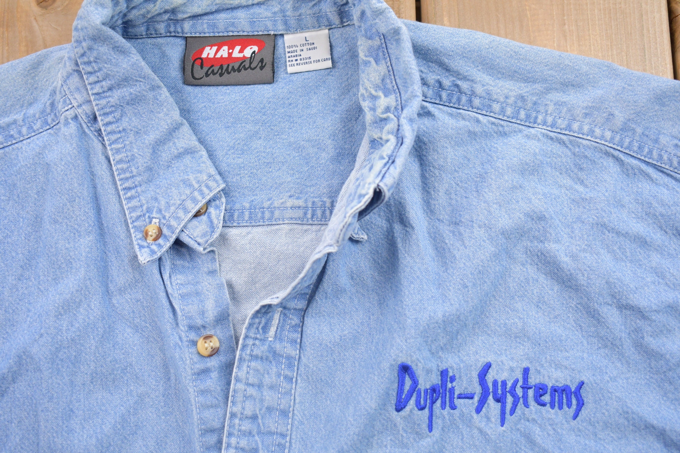 Vintage 1990s Halo Casuals Denim Button Up Shirt